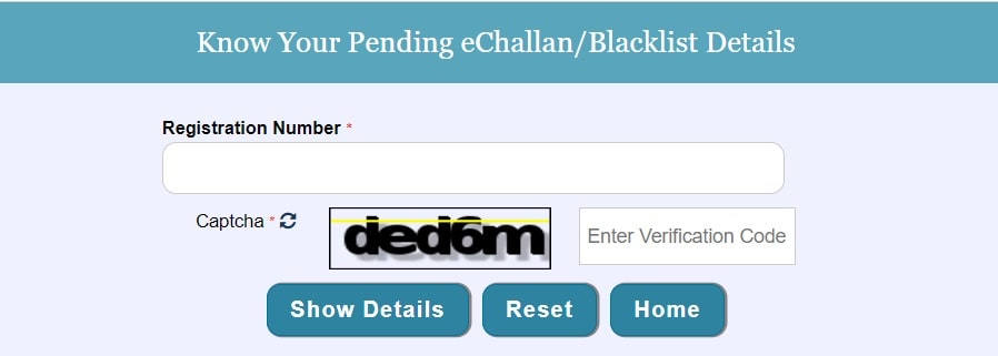 Pending E-Challan Blacklist